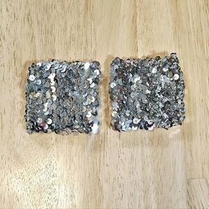 Silver Sequin Wrist Cuffs